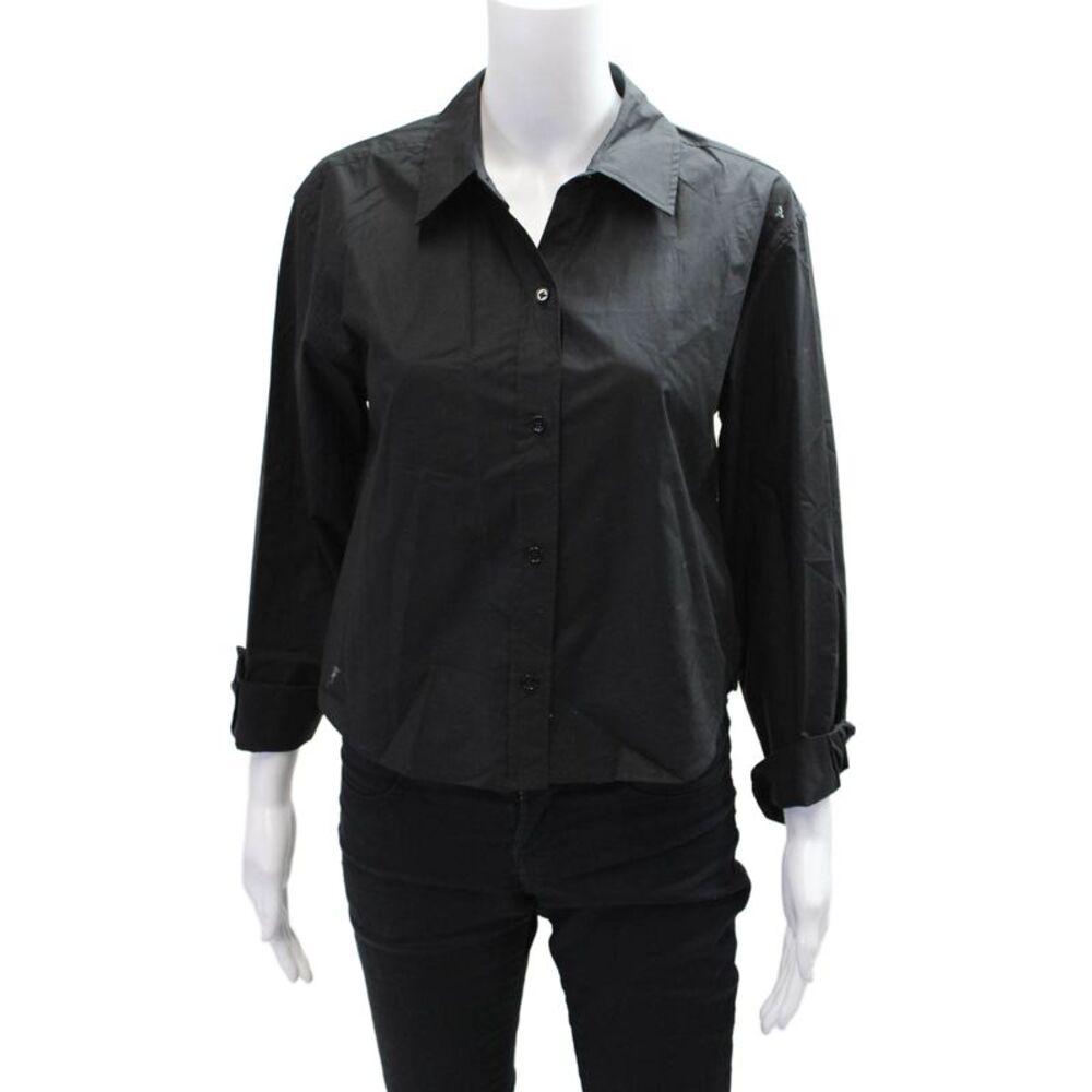 Sundays Women's Long Sleeves Collared Button Down Shirt Black Size XS